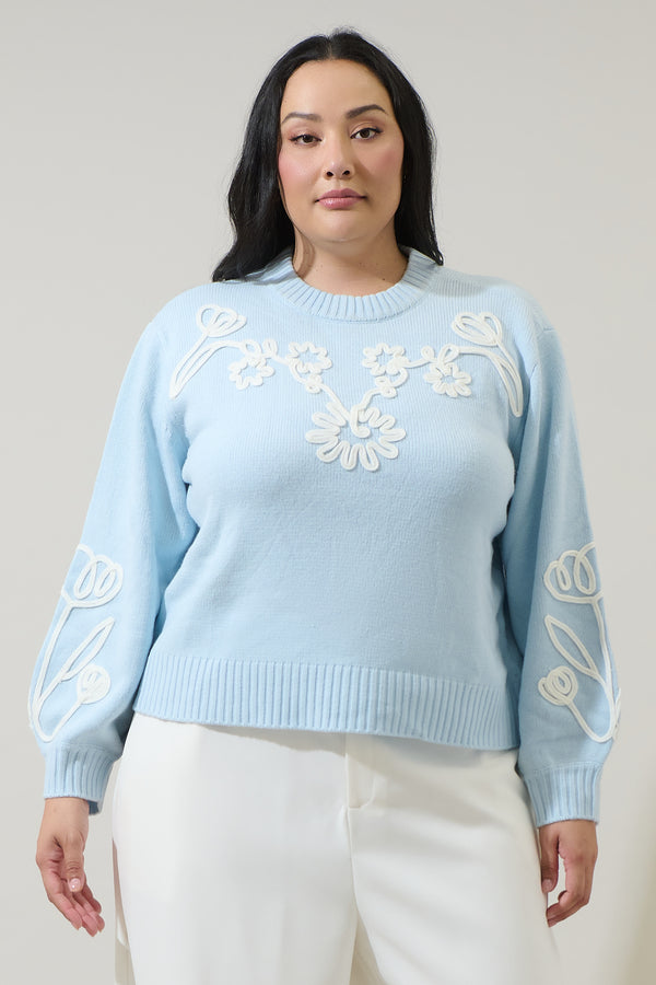 sugarlips Celestial Floral Embroidered Sweater Curve