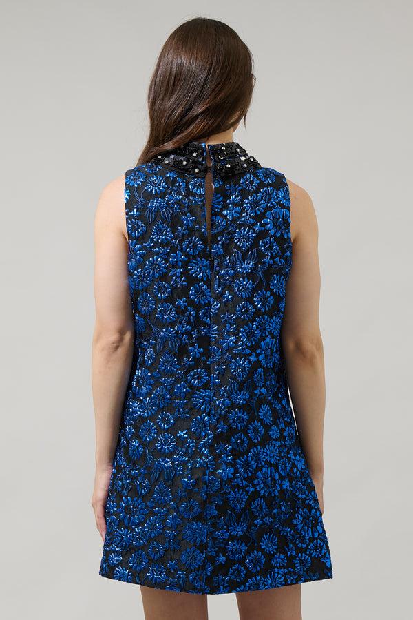 Sugarlips Centralia Jacquard Floral Elma Sleeveless Mini Dress