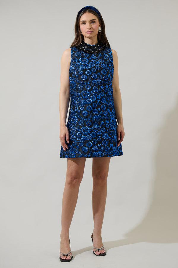 Sugarlips Centralia Jacquard Floral Elma Sleeveless Mini Dress
