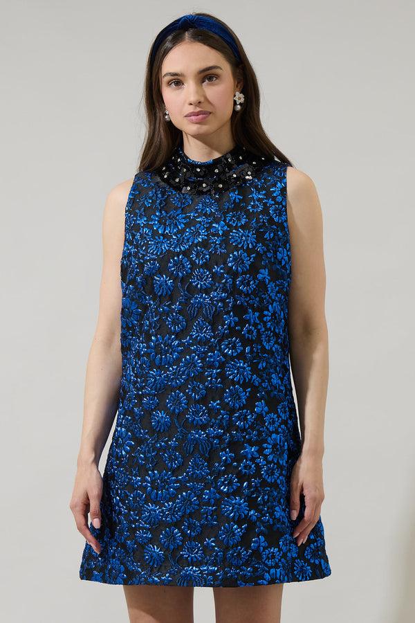 sugarlips Centralia Jacquard Floral Elma Sleeveless Mini Dress