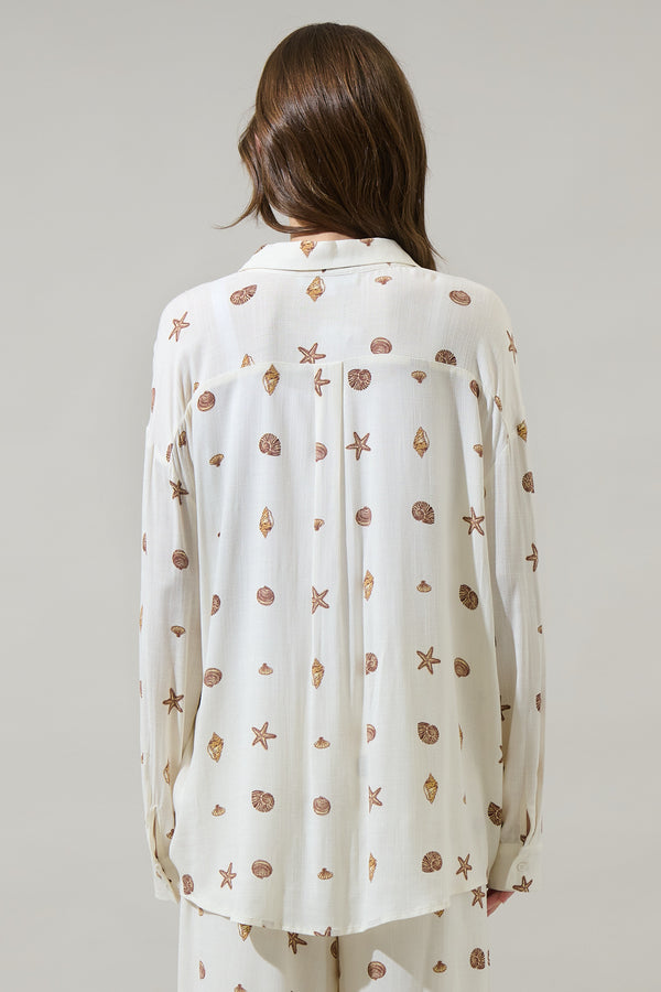 Sugarlips Cerise Shells Dalton Boyfriend Button Down Shirt