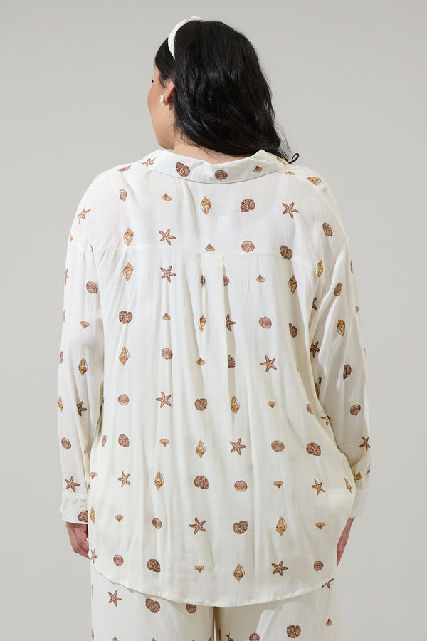 Sugarlips Cerise Shells Dalton Boyfriend Button Down Shirt Curve