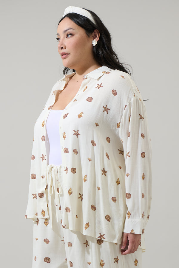Sugarlips Cerise Shells Dalton Boyfriend Button Down Shirt Curve