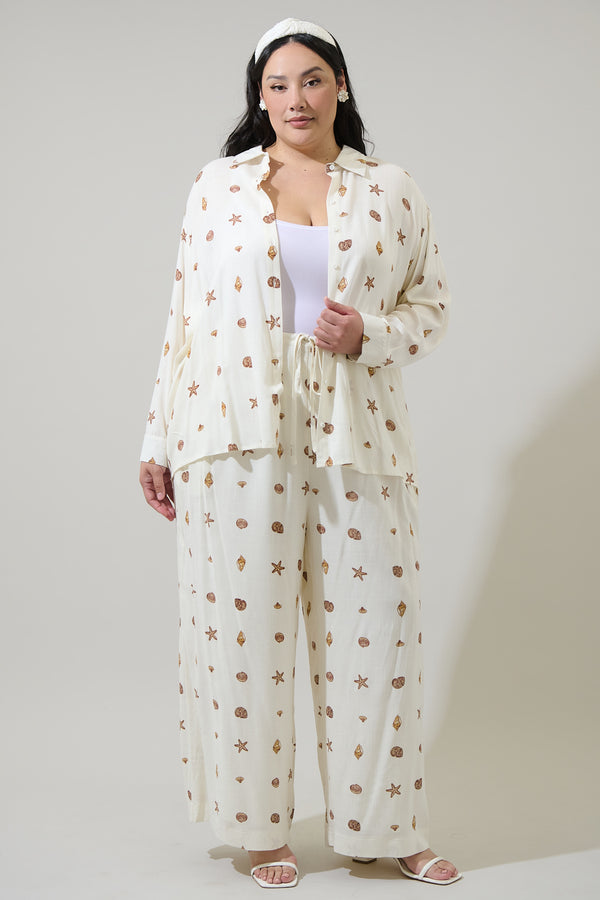 Sugarlips Cerise Shells Dalton Boyfriend Button Down Shirt Curve