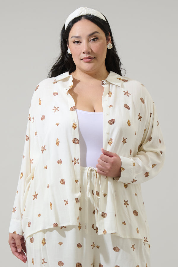 sugarlips Cerise Shells Dalton Boyfriend Button Down Shirt Curve