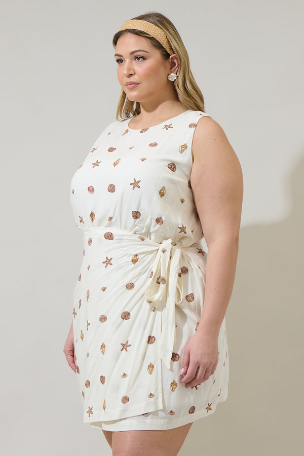 Sugarlips Cerise Shells Janis Wrap Mini Dress Curve