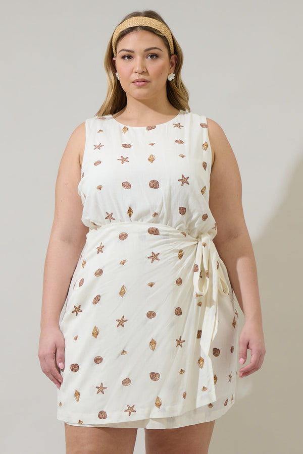 sugarlips Cerise Shells Janis Wrap Mini Dress Curve