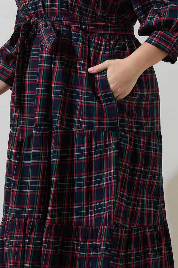 Sugarlips Chapman Plaid Yanis Button Up Midi Dress Curve