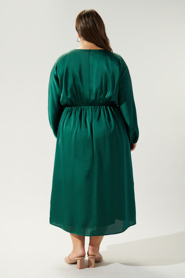 Sugarlips Chateau Satin Dolman Sleeve Midi Dress Curve