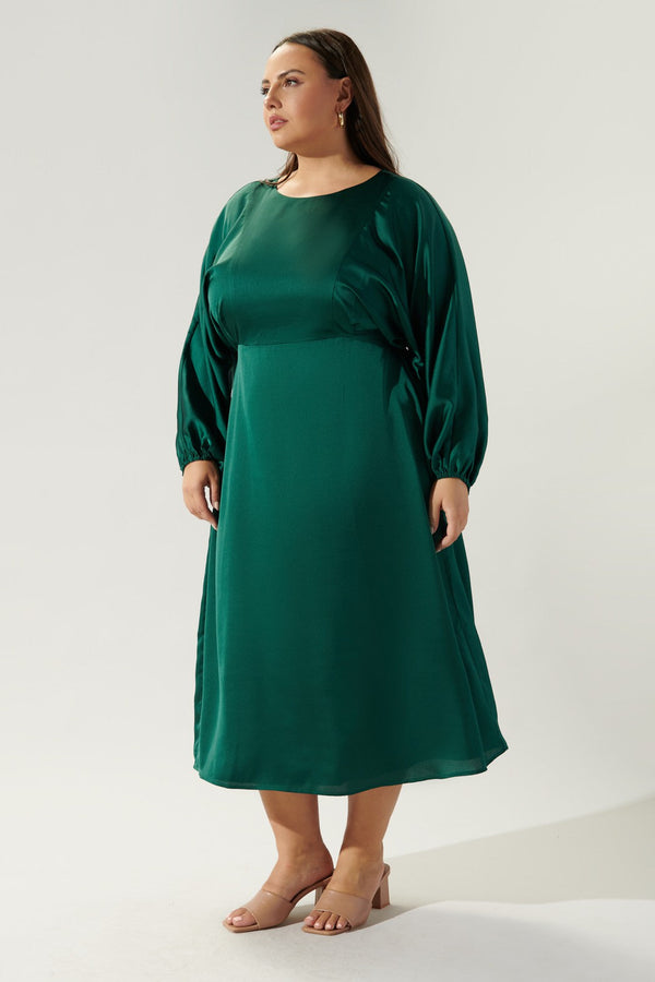 Sugarlips Chateau Satin Dolman Sleeve Midi Dress Curve