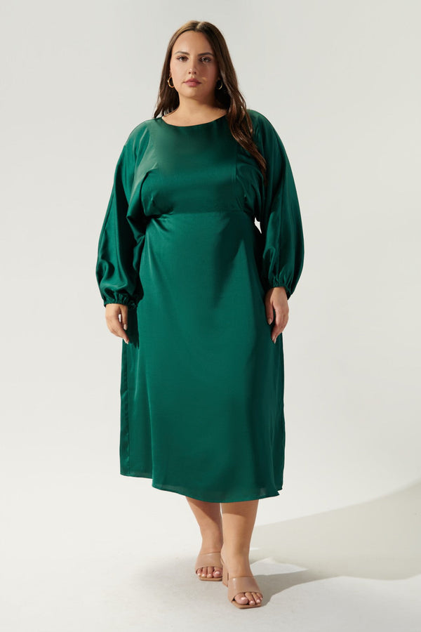 sugarlips Chateau Satin Dolman Sleeve Midi Dress Curve
