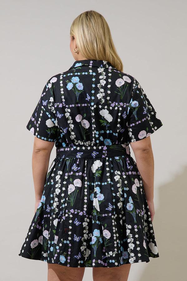 Sugarlips Chellie Shift Mini Dress Trevis Floral Curve