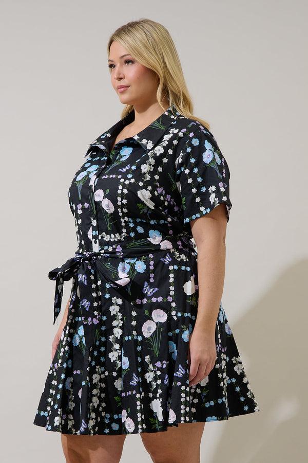 Sugarlips Chellie Shift Mini Dress Trevis Floral Curve