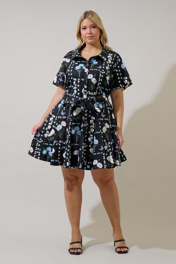 Sugarlips Chellie Shift Mini Dress Trevis Floral Curve