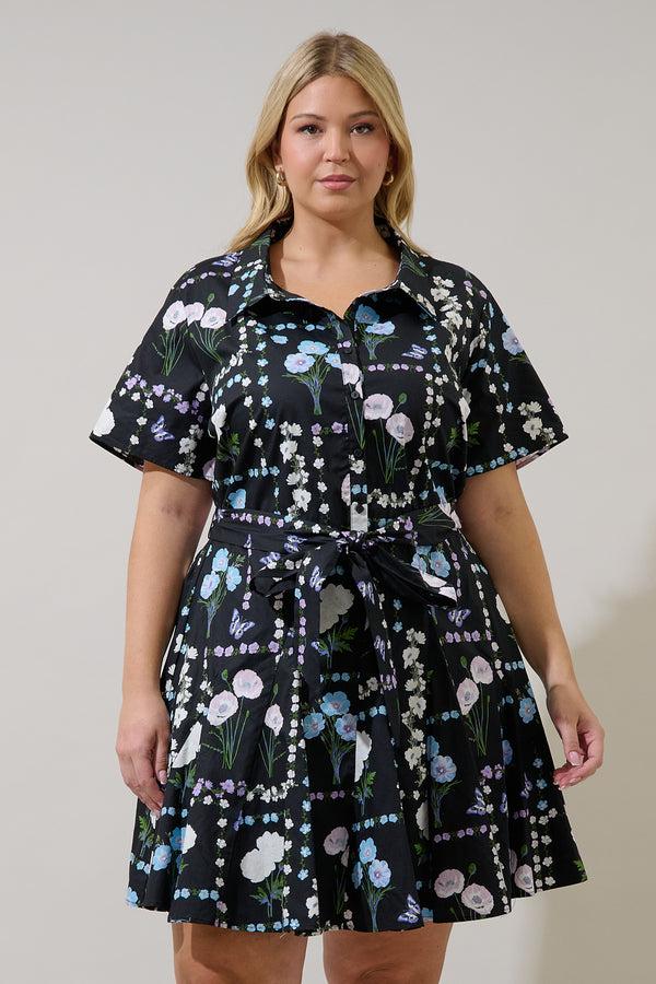 sugarlips Chellie Shift Mini Dress Trevis Floral Curve