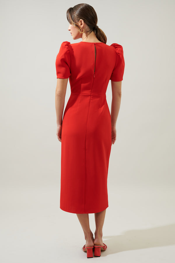 Sugarlips Chelsea Gathered Sleeve Midi Sheath Dress