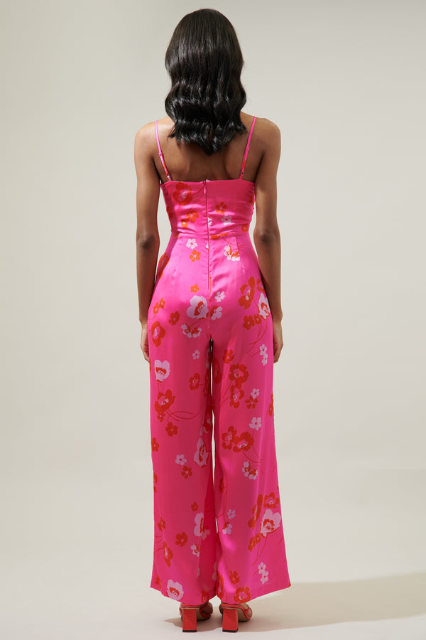 Sugarlips Cherry Blossom Raleigh Cut Out Straight Leg Jumpsuit