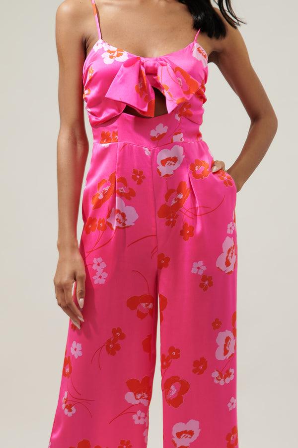 Sugarlips Cherry Blossom Raleigh Cut Out Straight Leg Jumpsuit