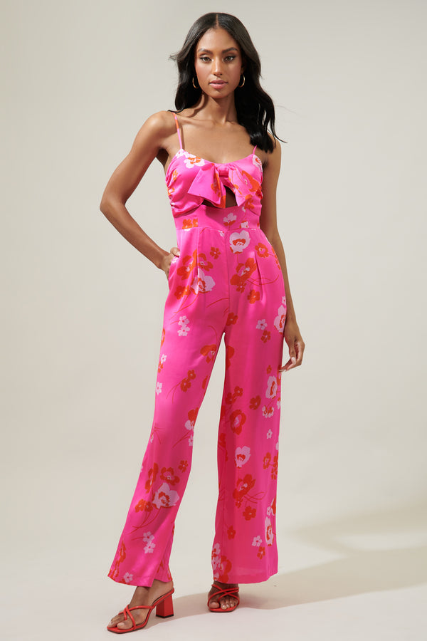 sugarlips Cherry Blossom Raleigh Cut Out Straight Leg Jumpsuit