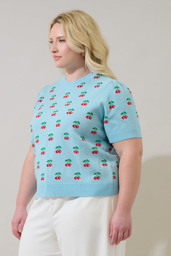 Sugarlips Cherryville Short Sleeve Sweater Top Curve