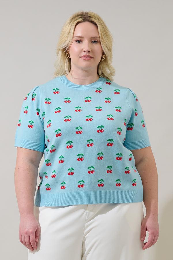 sugarlips Cherryville Short Sleeve Sweater Top Curve