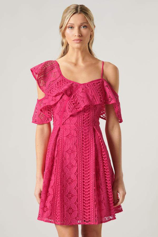 Sugarlips Christabelle Lace One Shoulder Asymmetrical Mini Dress