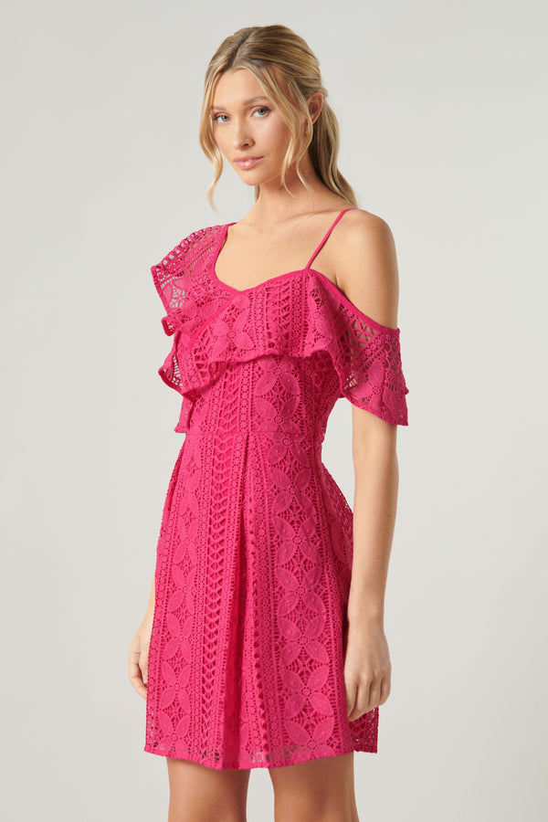 Sugarlips Christabelle Lace One Shoulder Asymmetrical Mini Dress