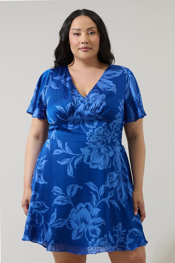 sugarlips Ciara Floral Emeny Short Sleeve Mini Dress Curve