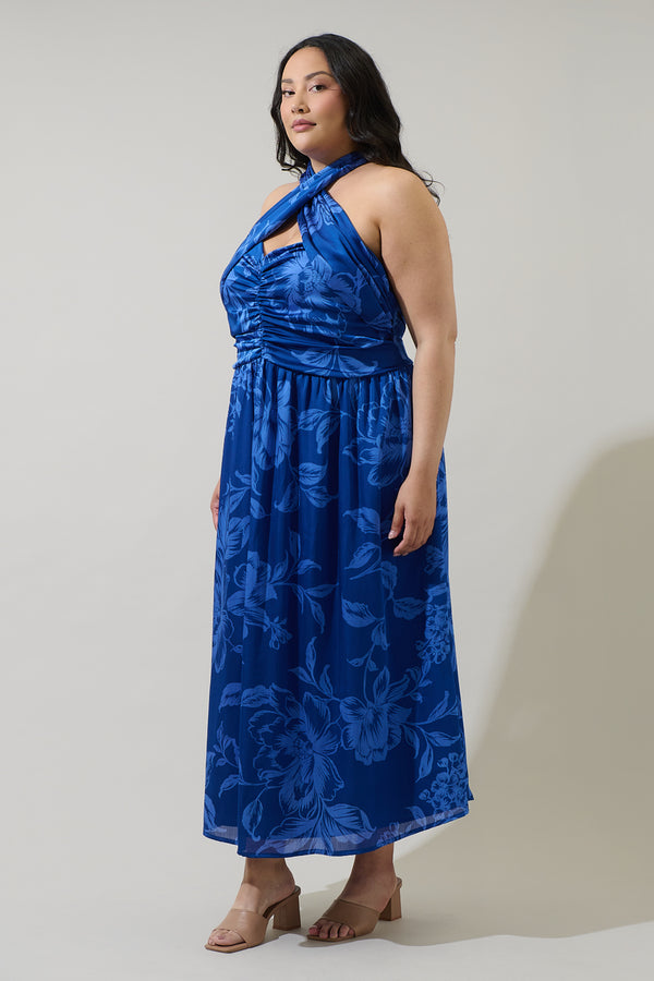 Sugarlips Ciara Floral Tiffi Halter Maxi Dress Curve