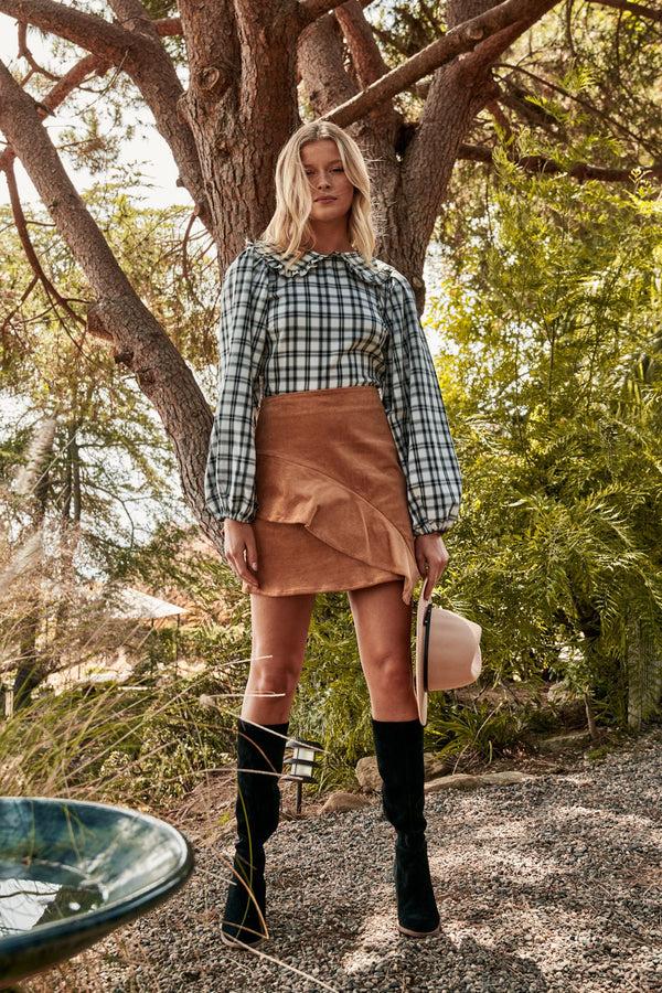 sugarlips Cider Asymmetrical Ruffle Corduroy Mini Skirt
