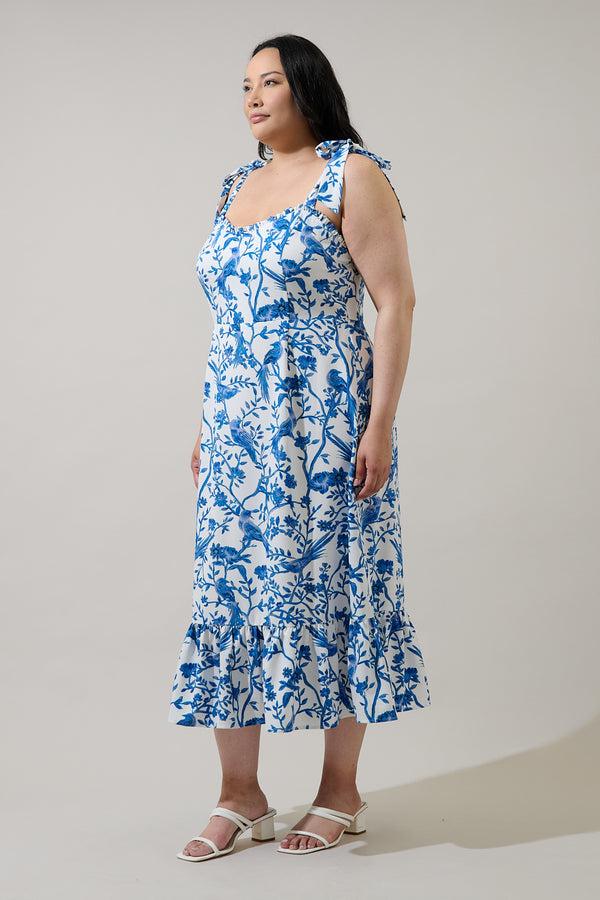 Sugarlips Ciela Floral Baker Tie Strap Midi Dress Curve
