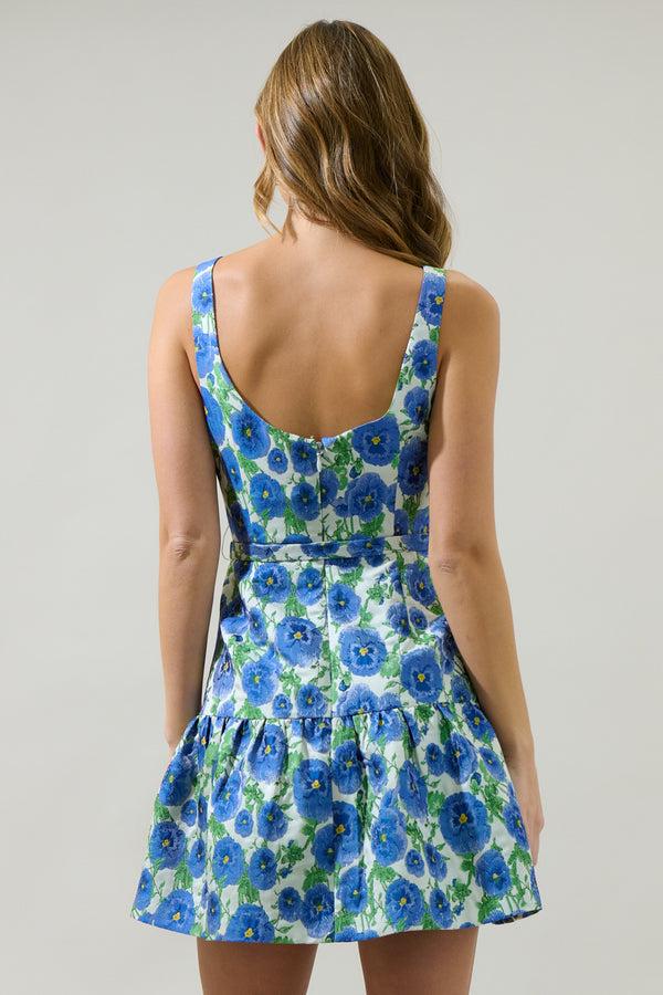 Sugarlips Cielo Floral Jacquard Sleeveless Mini Dress