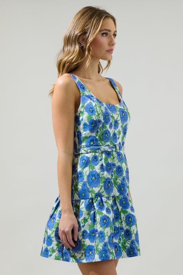 Sugarlips Cielo Floral Jacquard Sleeveless Mini Dress