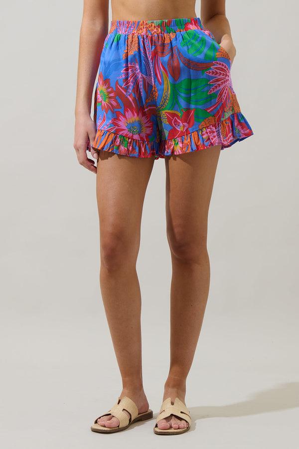sugarlips Cindal Floral Daniela Ruffle High Waisted Shorts