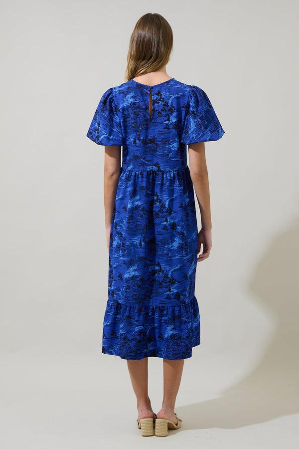 Sugarlips City Swiss Papillon Puff Sleeve Midi Dress
