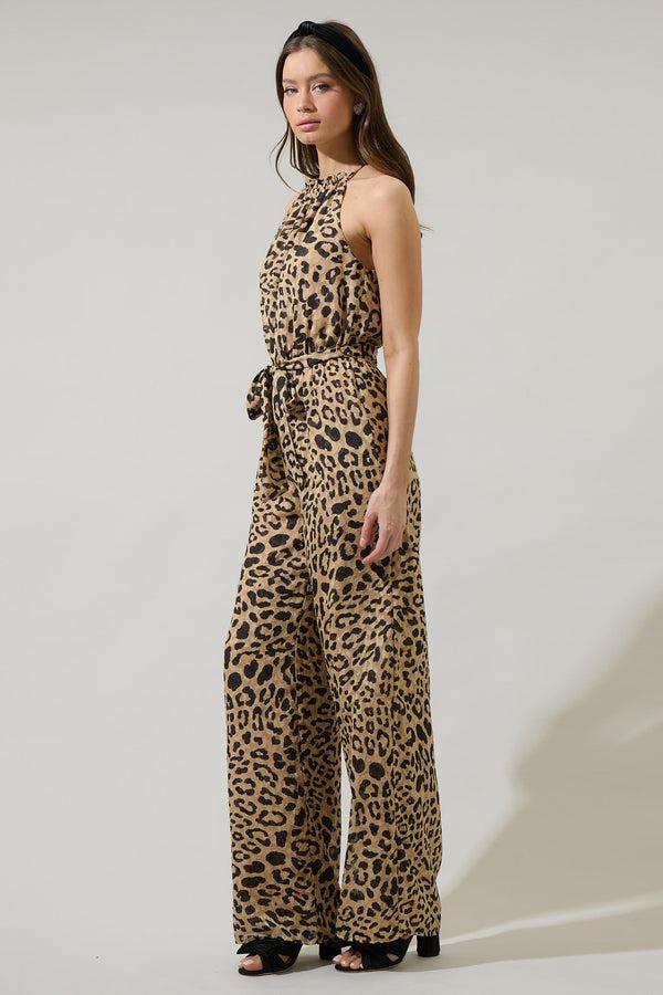 Sugarlips Clare Leopard Lighthearted Trapeze Jumpsuit