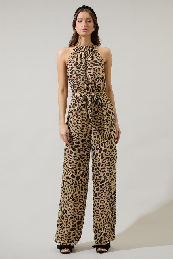 sugarlips Clare Leopard Lighthearted Trapeze Jumpsuit