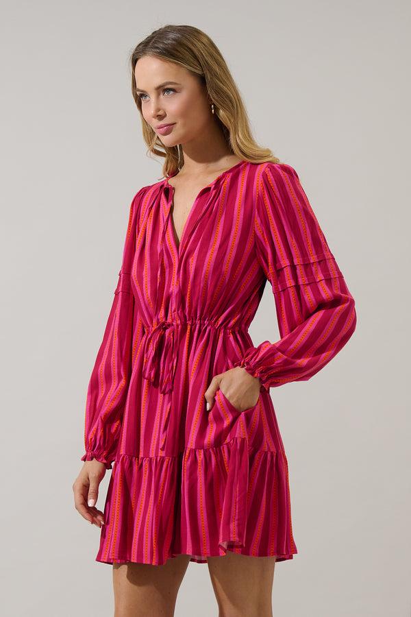 Sugarlips Clarisa Stripes Lomie Drawstring Mini Dress