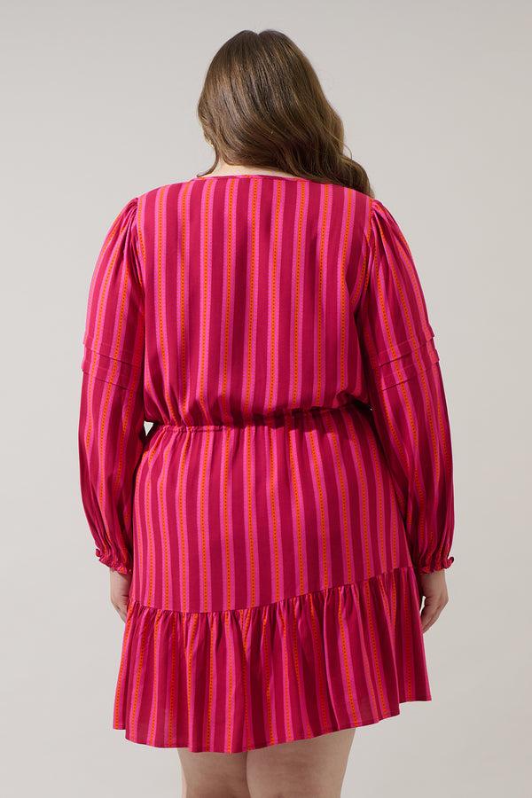 Sugarlips Clarisa Stripes Lomie Drawstring Mini Dress Curve