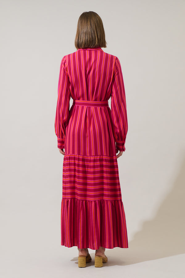 Sugarlips Clarisa Stripes Sofia Button Down Maxi Dress