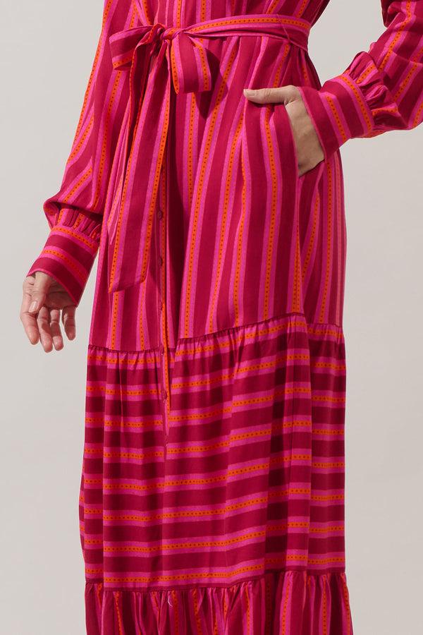 Sugarlips Clarisa Stripes Sofia Button Down Maxi Dress