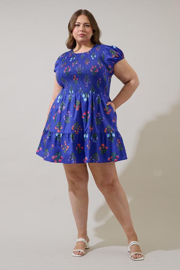 Sugarlips Clemen Floral Ansel Smocked Mini Dress Curve