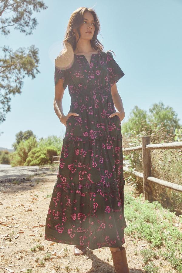 Sugarlips Close To You Palmer Poplin Tiered Maxi Dress
