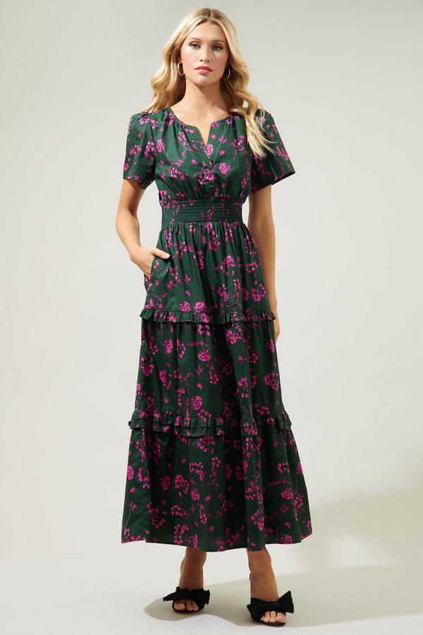 Sugarlips Close To You Palmer Poplin Tiered Maxi Dress