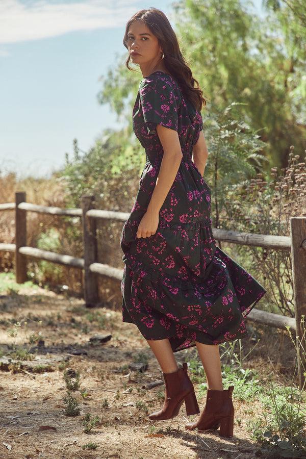 sugarlips Close to You Palmer Poplin Tiered Maxi Dress