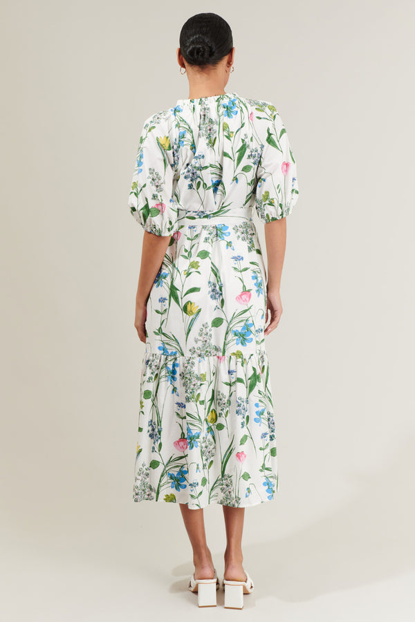 Sugarlips Clove Garden Floral Wynette Tiered Midi Dress
