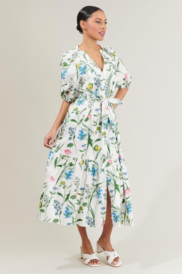 Sugarlips Clove Garden Floral Wynette Tiered Midi Dress