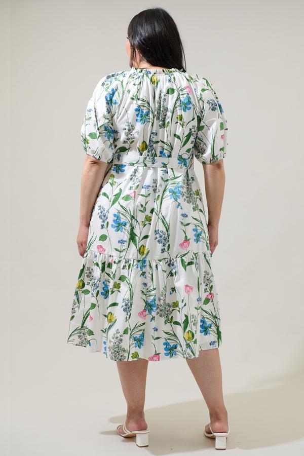 Sugarlips Clove Garden Floral Wynette Tiered Midi Dress Curve