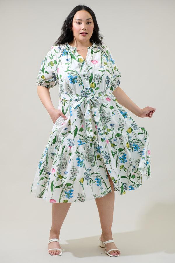 sugarlips Clove Garden Floral Wynette Tiered Midi Dress Curve