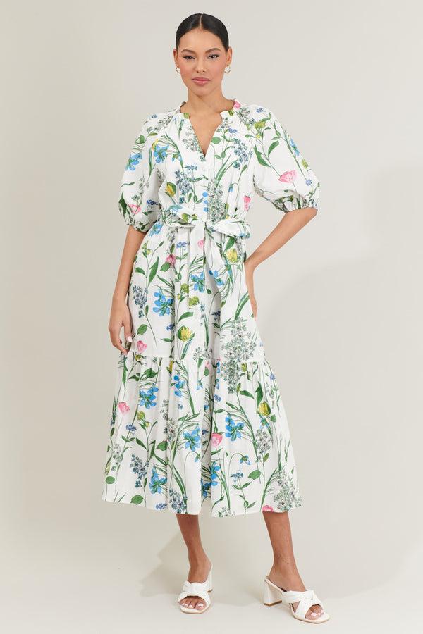 sugarlips Clove Garden Floral Wynette Tiered Midi Dress